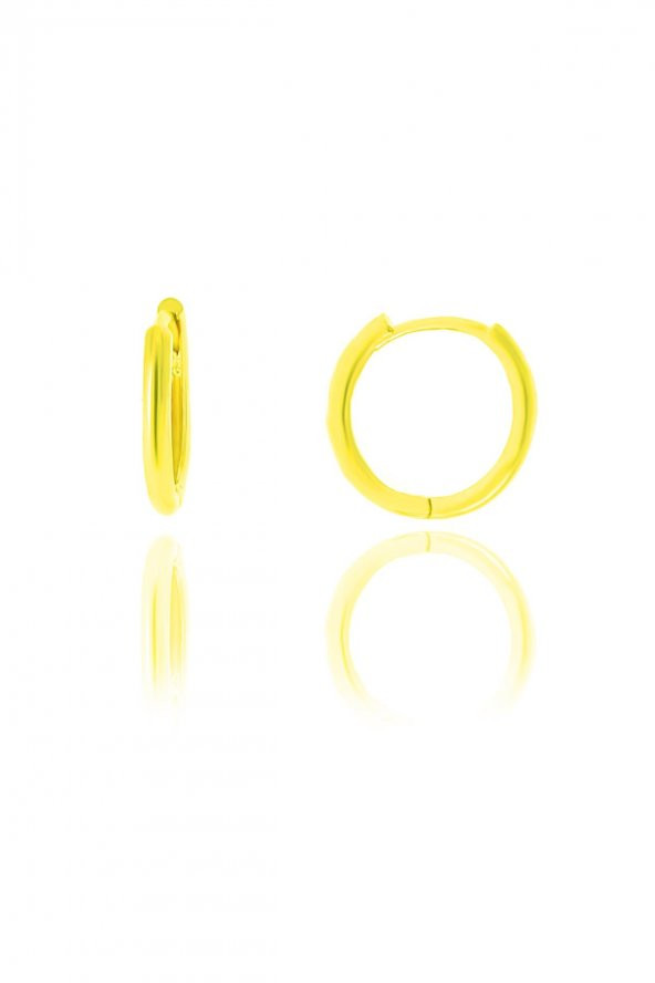 Gümüş altın yaldızlı 14 mm halka küpe