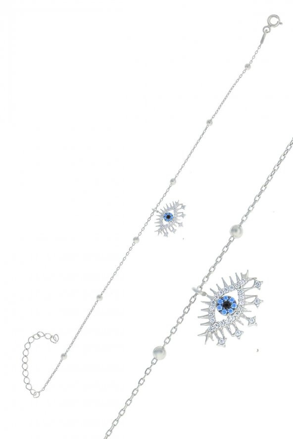 Gümüş rodyumlu top top zincirli lareyn bileklik ürün görseli 1