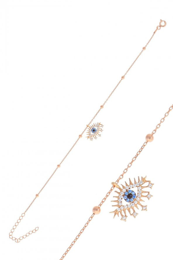Gümüş rose top top zincirli lareyn bileklik - 1
