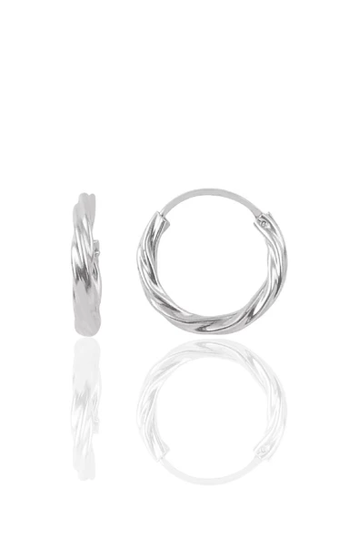 Gümüş rodyumlu 18  mm burgu halka küpe SGTL10576RODAJ