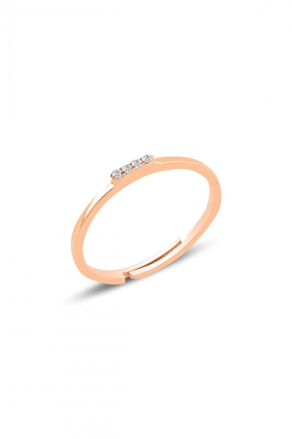 Gümüş rose zirkon taşlı ayarlamalı elegant  gümüş yüzük