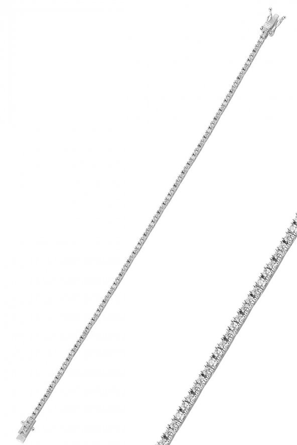 Gümüş rodyumlu zirkon taşlı su yolu bileklik. ürün görseli