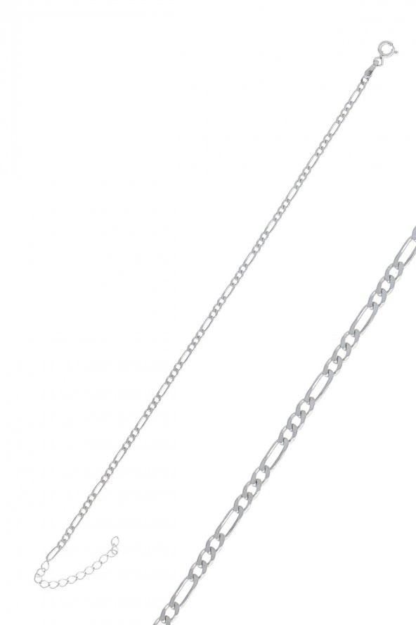 Gümüş rodyumlu figaro zincir bileklik ürün görseli 1