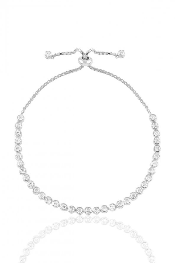 Gümüş rodyumlu zirkon taşlı asansörlü su yolu bileklik ürün görseli