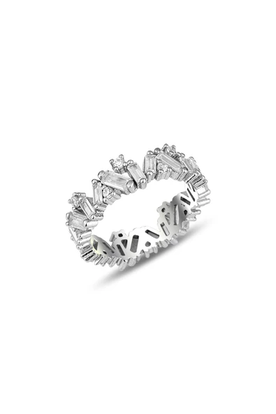 Gümüş rodyumlu özel tasarım baget taşlı tamtur yüzük SGTL11606RODAJ ürün görseli