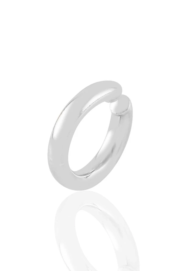 Gümüş rodyumlu sade sıkıştırmalı  kıkırdak küpe SGTL10887RODAJ ürün görseli