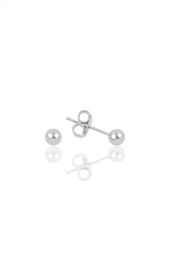 Gümüş 3 mm gümüş top küpe
