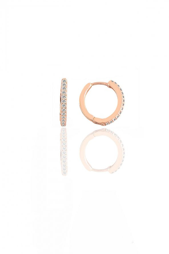 Gümüş rose zirkon taşlı 12 mm halka küpe