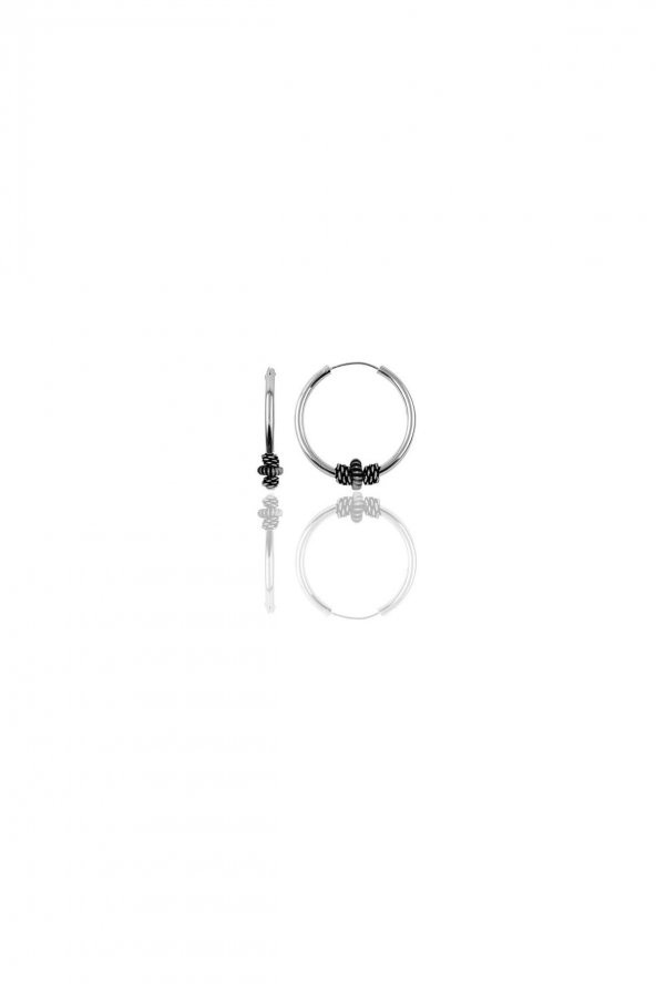 Gümüş 12 mm mini  işlemeli halka küpe - 1