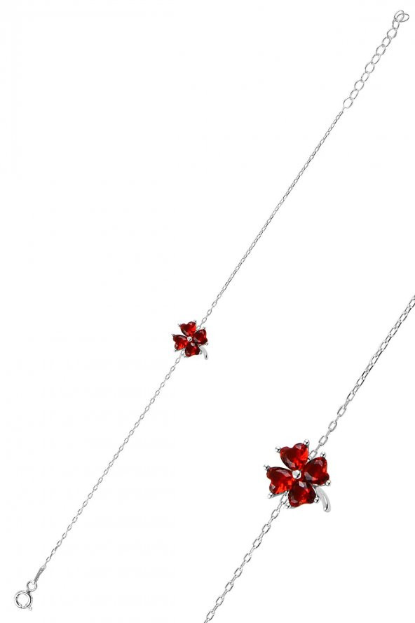 Gümüş rodyumlu lal  renkli yonca modeli üçlü set - Resim 3