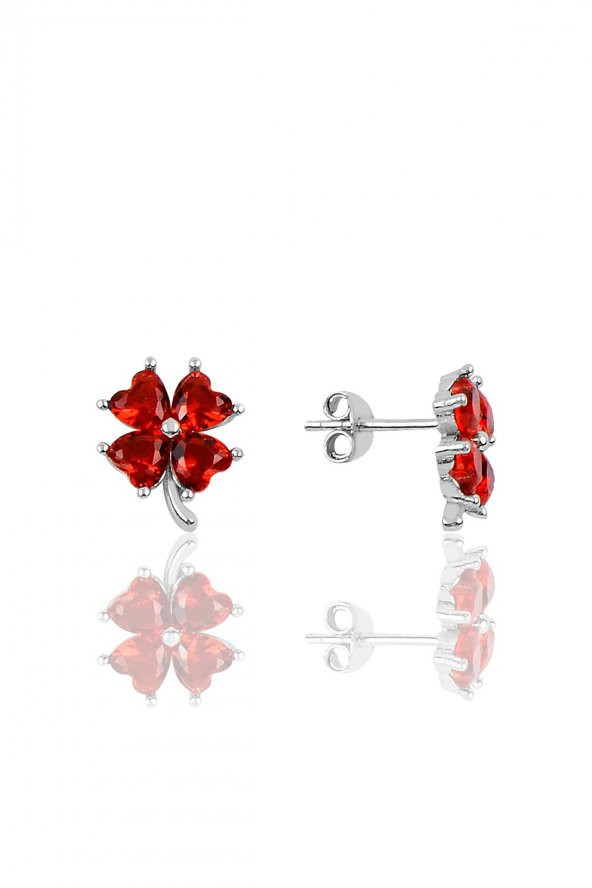 Gümüş rodyumlu lal  renkli yonca modeli üçlü set - Resim 4