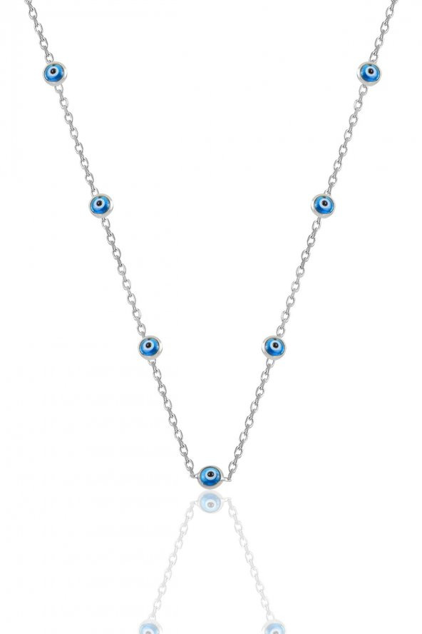 Gümüş rodyumlu,cam göz nazar kolye küpe ve bileklik  gümüş set - Resim 2