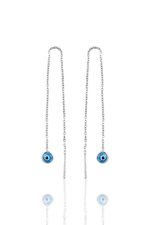 Gümüş rodyumlu,cam göz nazar kolye küpe ve bileklik  gümüş set - Resim 4