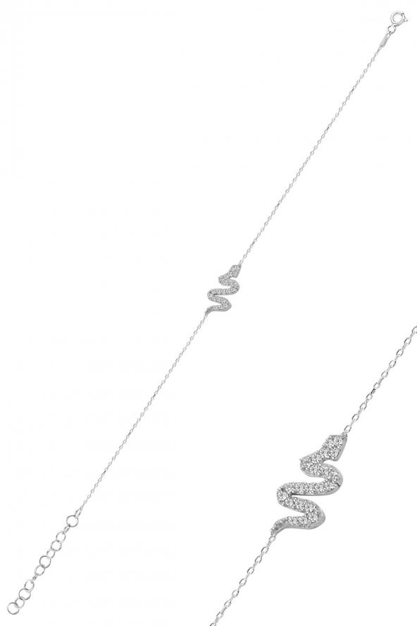 Gümüş rodyumlu zirkon taşlı gümüş yılan üçlü set - 3