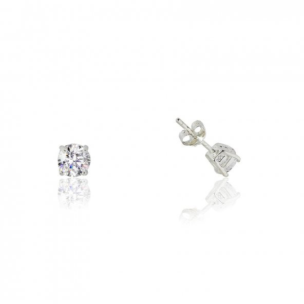 Gümüş rodyumlu tek taş kolye ve küpe gümüş set - Resim 3