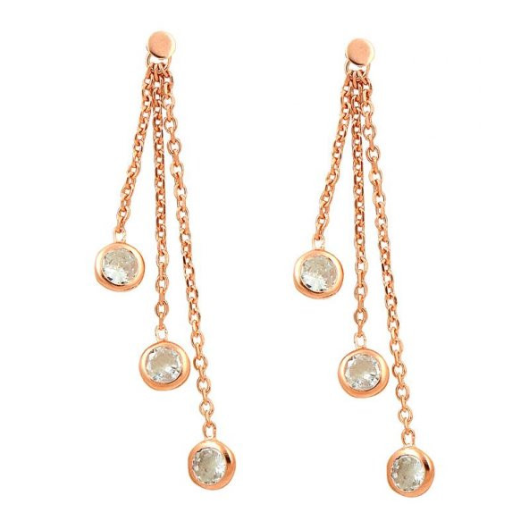 Gümüş rose beyaz taşlı küpe ürün görseli