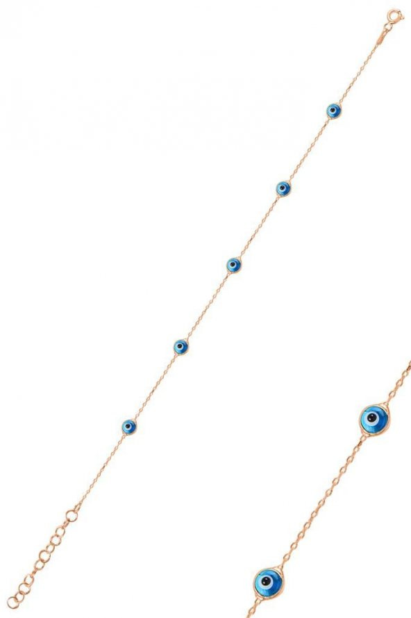 Gümüş rose,cam göz nazar kolye küpe ve bileklik  gümüş set - 3