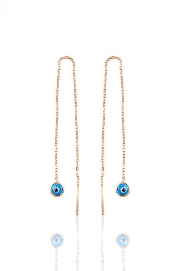 Gümüş rose,cam göz nazar kolye küpe ve bileklik  gümüş set - 4