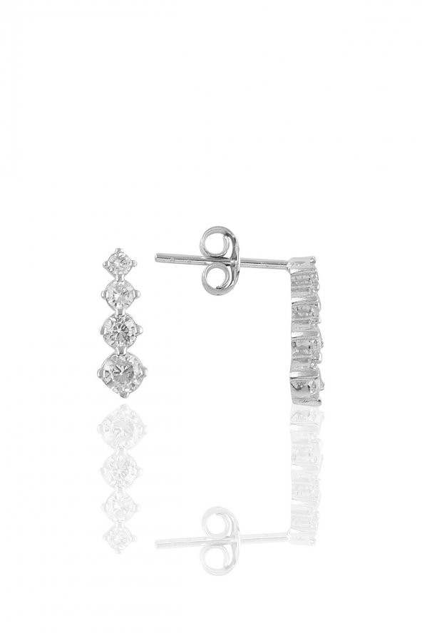 Gümüş rodyumlu zirkon taşlı  ışıltılı ikili set - 3