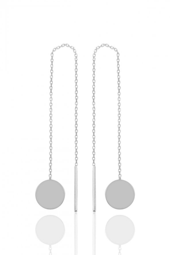 Gümüş rodyumlu  pul gümüş zincir küpe ürün görseli 1