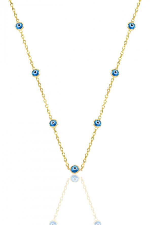 Gümüş altın yaldızlı,cam göz nazar kolye küpe ve bileklik  gümüş set - 2