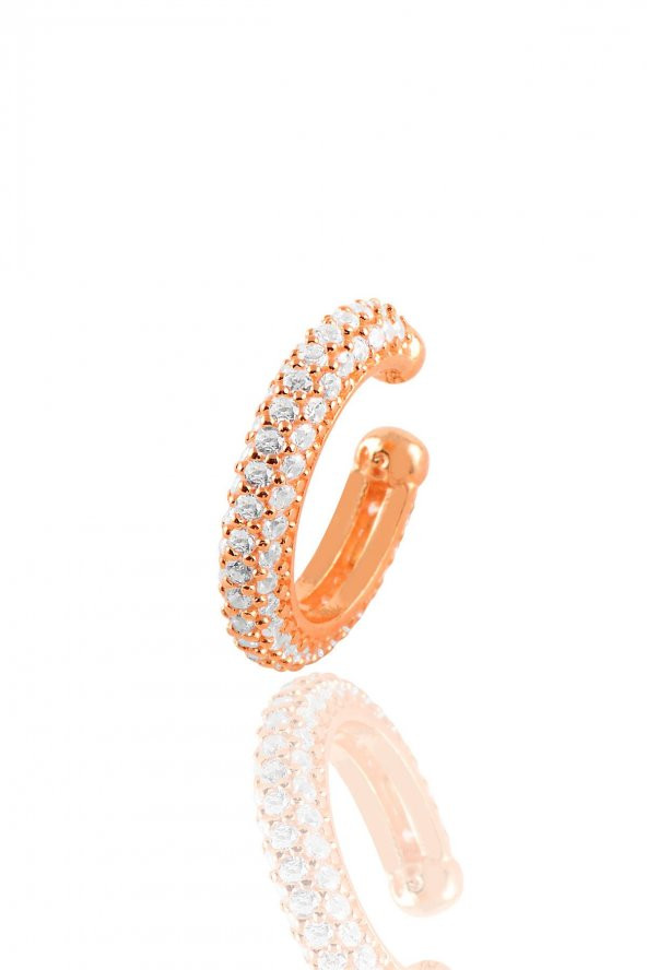 Gümüş rose zirkon taşlı kıkırdak küpe ürün görseli