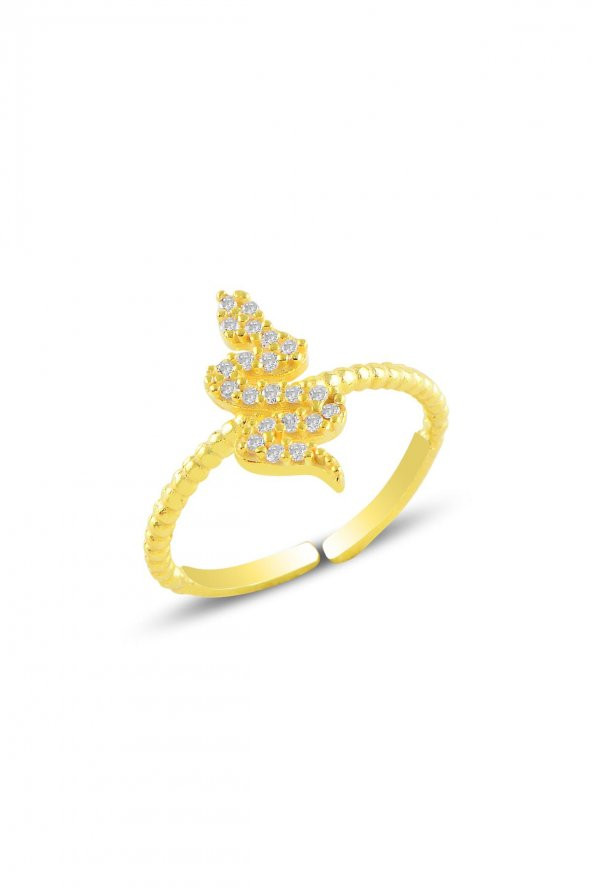 Gümüş altın yaldızlı alttan ayarlanabilir yılan yüzük ürün görseli