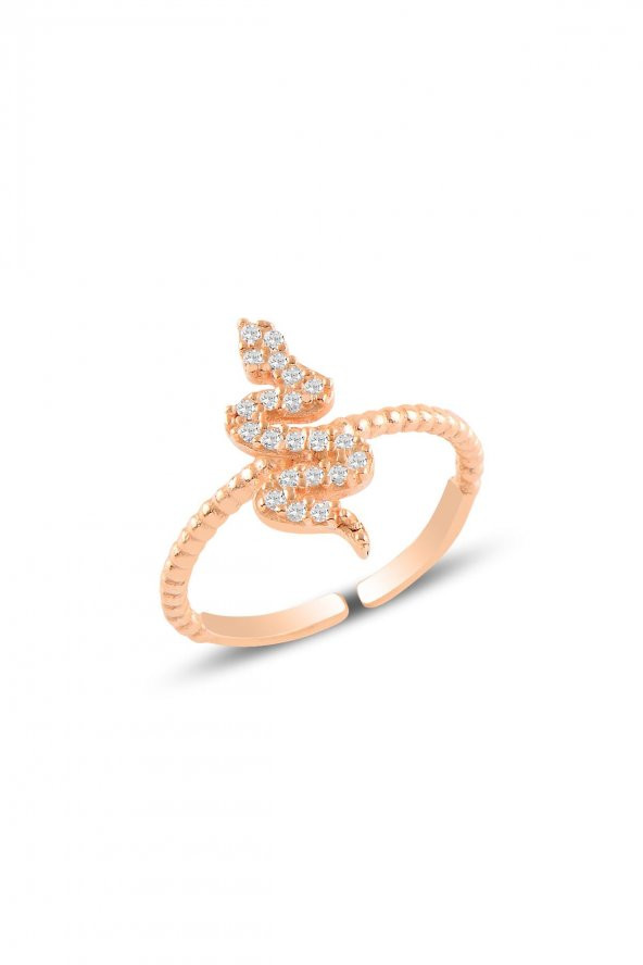 Gümüş rose alttan ayarlanabilir yılan yüzük ürün görseli