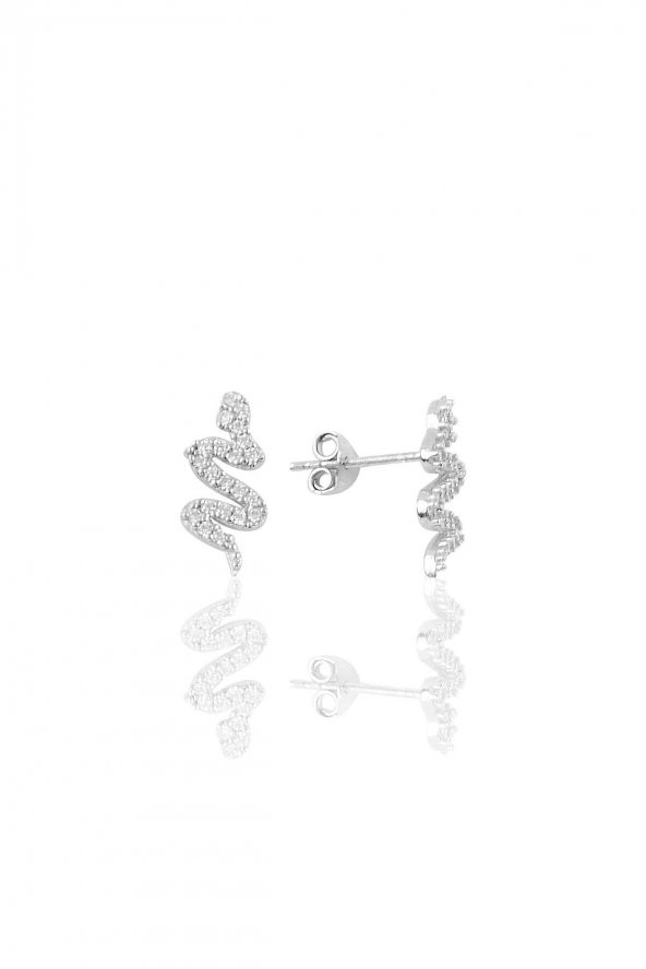 Gümüş rodyumlu yılan kolye küpe ve yüzük seti - 4