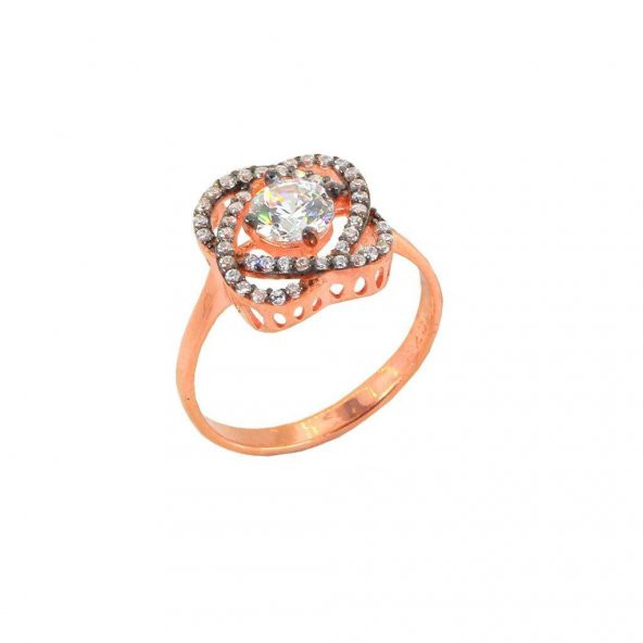 Gümüş  rose zirkon taşlı elmas montürlü yüzük SGTL10768ROSE