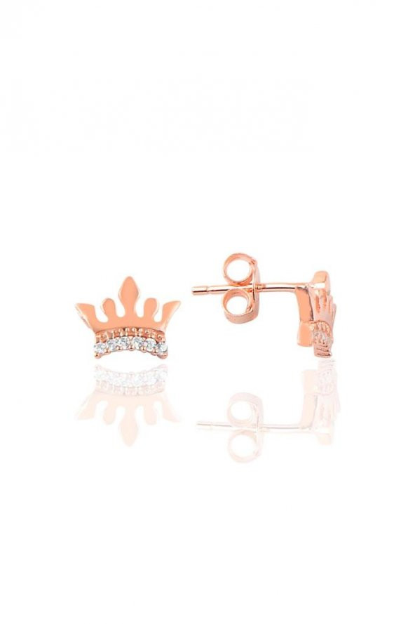 Gümüş rose taç modeli küpe ürün görseli