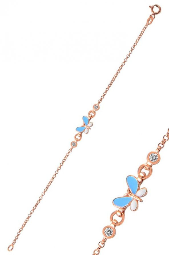 Gümüş mineli zirkon taşlı kelebek modeli bileklik ürün görseli