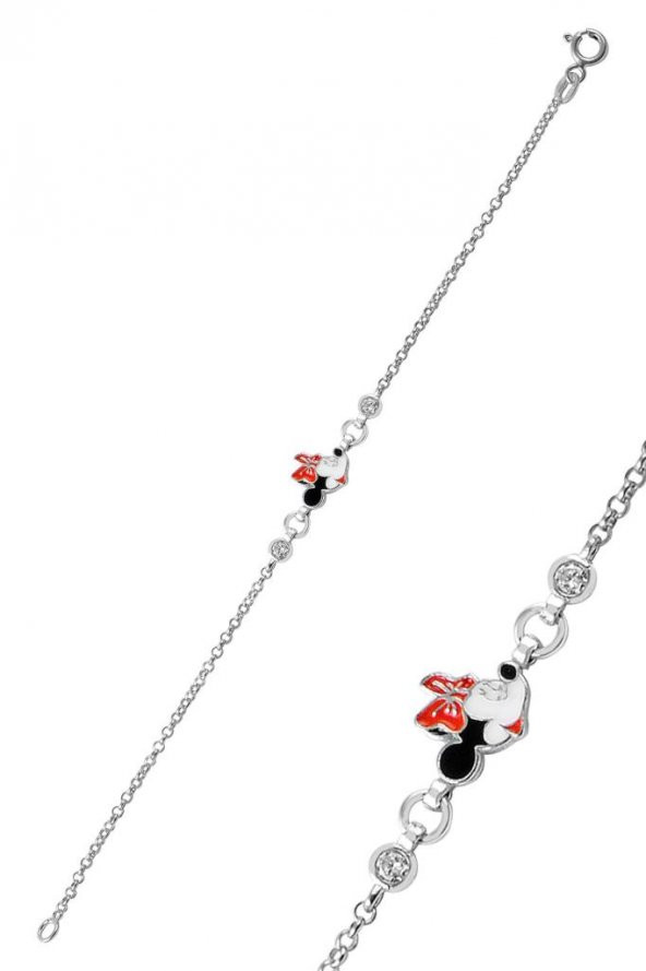 Gümüş mineli zirkon taşlı mice modeli bileklik ürün görseli