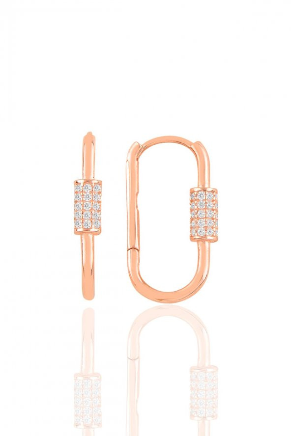 Gümüş rose zirkon taşlı  tasarım küpe ürün görseli 1