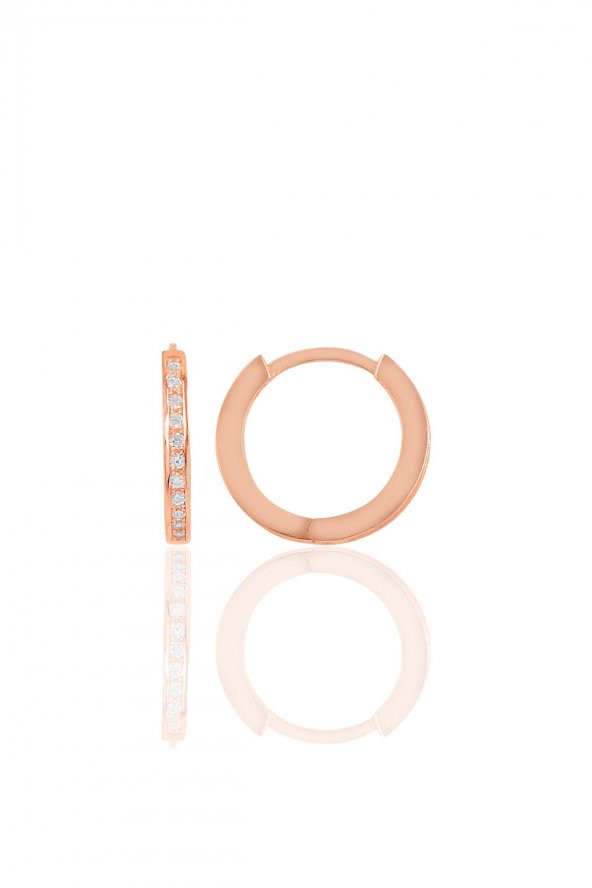Gümüş rose 14 mm yeni tamtur halka küpe