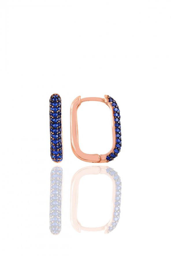 Gümüş rose safir taşlı trend küpe. - 1