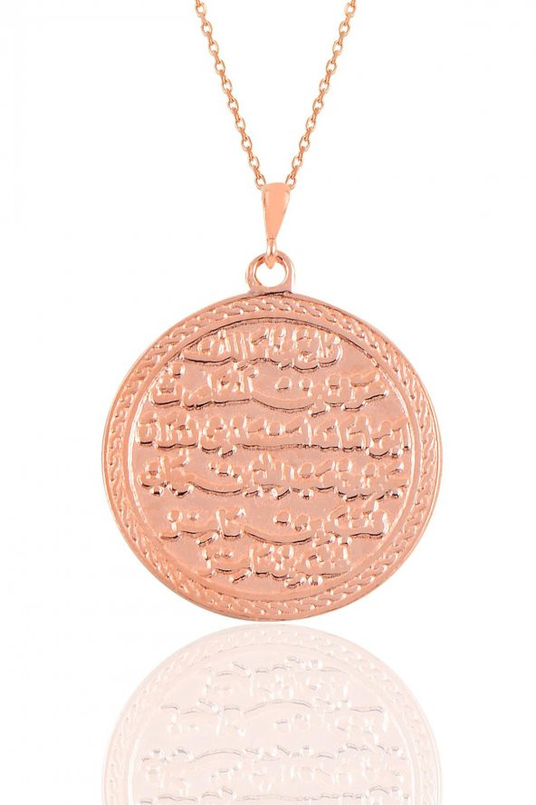 Gümüş rose kıtmir duası yazılı kolye ürün görseli 1