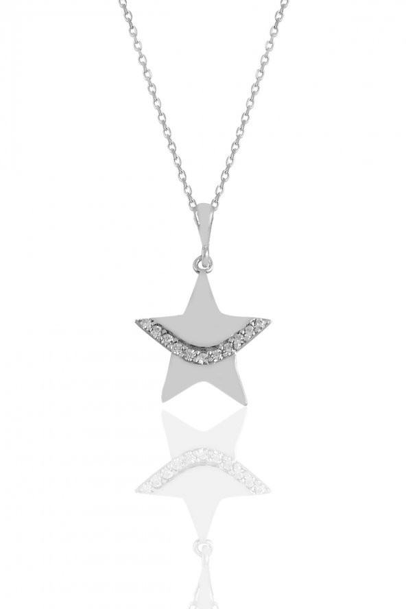 Gümüş rodyumlu zirkon taşlı yıldız kolye