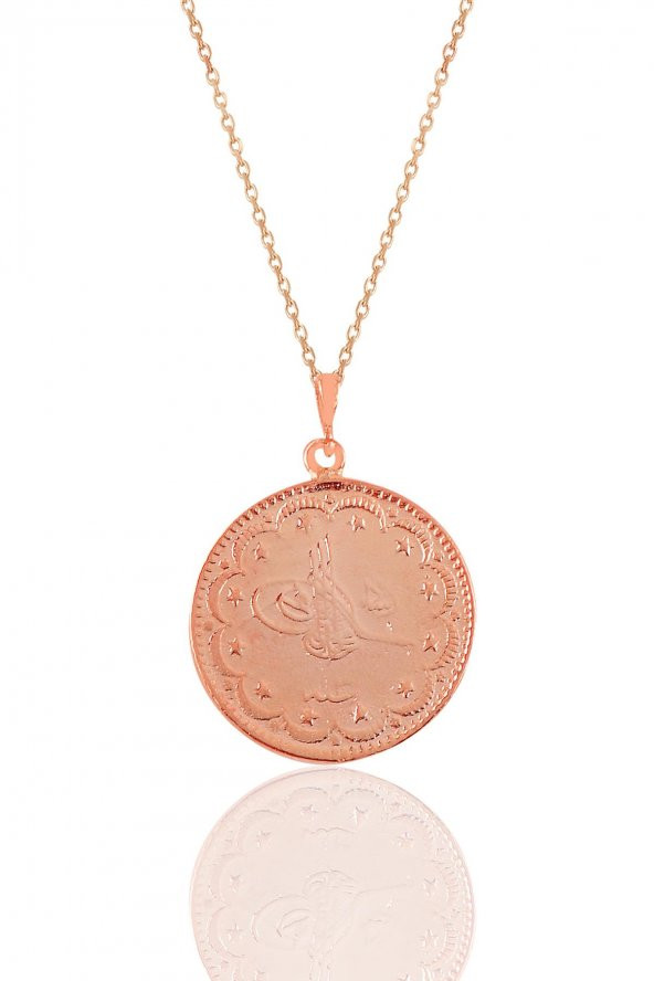 Gümüş rose Osmanlı tuğralı kolye ürün görseli 1