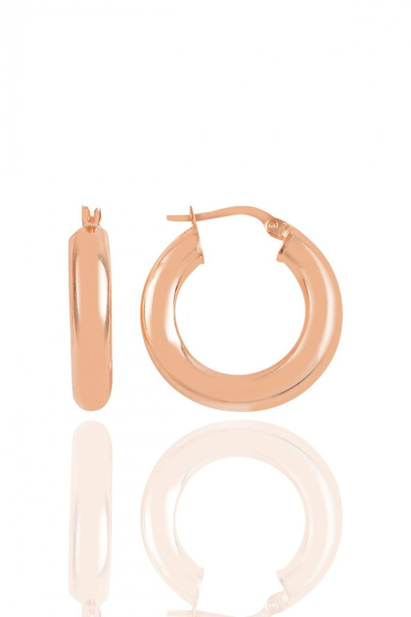 Gümüş rose 5 mm kalınlığında 25 mm büyüklüğünde kalın gümüş halka küpe