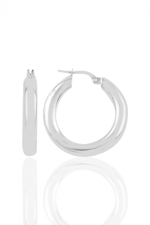Gümüş  5 mm kalınlığında 29 mm büyüklüğünde kalın gümüş halka küpe