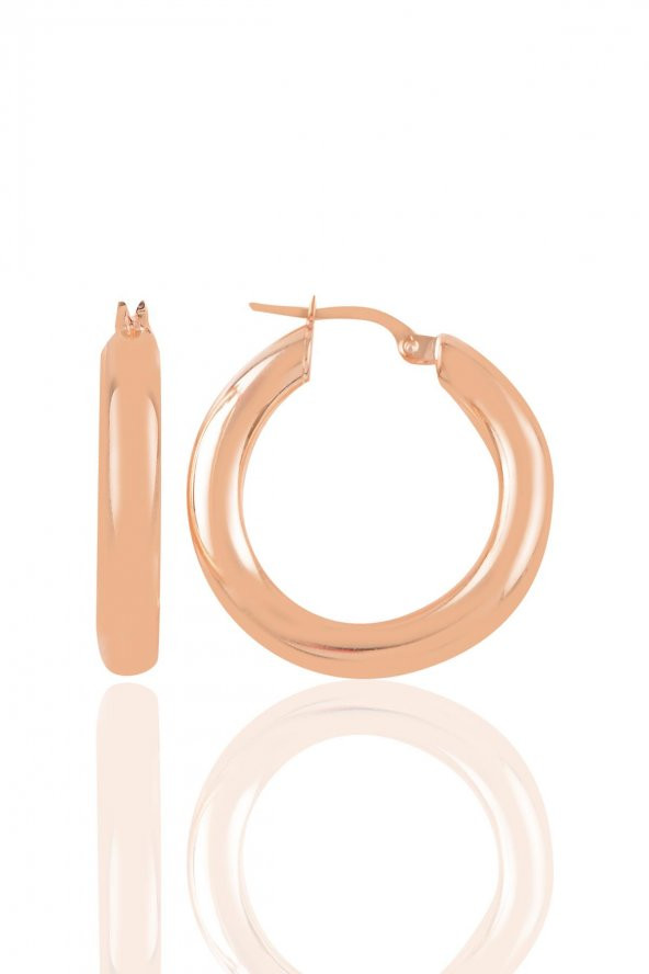 Gümüş rose 5 mm kalınlığında 29 mm büyüklüğünde kalın gümüş halka küpe
