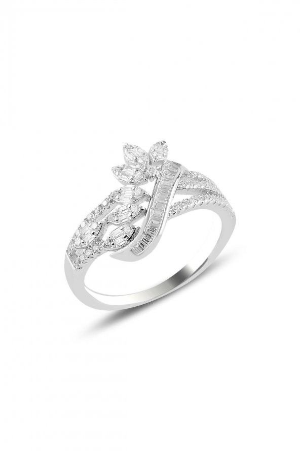 Gümüş rodyumlu  pırlanta modeli beyaz altın görünümlü kolye küpe ve yüzük seti SGTL10945 - Resim 4