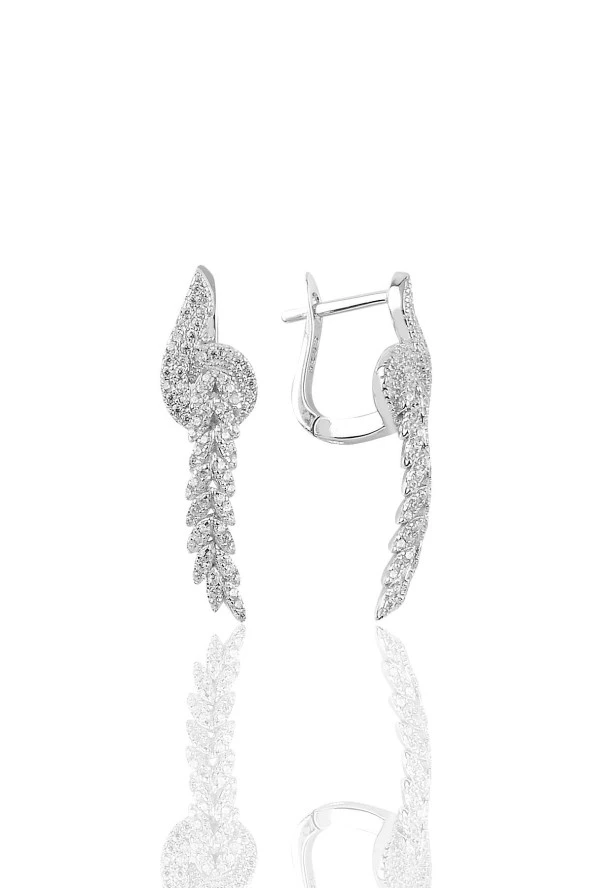 Gümüş rodyumlu  pırlanta modeli beyaz altın görünümlü kolye küpe ve yüzük seti SGTL10941 - 3