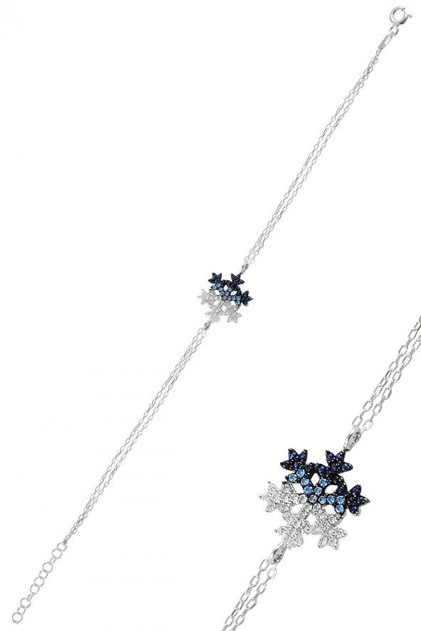 Gümüş rodyumlu renkli kar tanesi bileklik ürün görseli