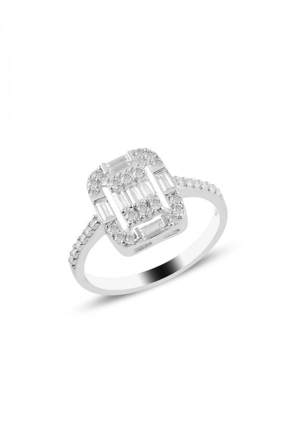 Gümüş rodyumlu  gümüş baget taşlı üçlü set SGTL10737RODAJ - Resim 3