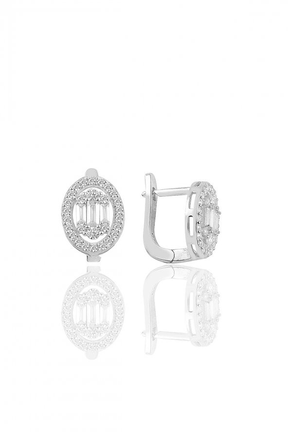 Gümüş rodyumlu oval gümüş baget taşlı üçlü set SGTL10734RODAJ - 4