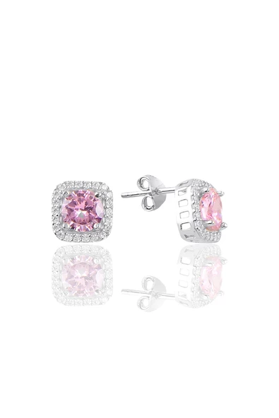 Gümüş rodyumlu pembe taşlı kare üçlü set SGTL10762PEMBE - Resim 4