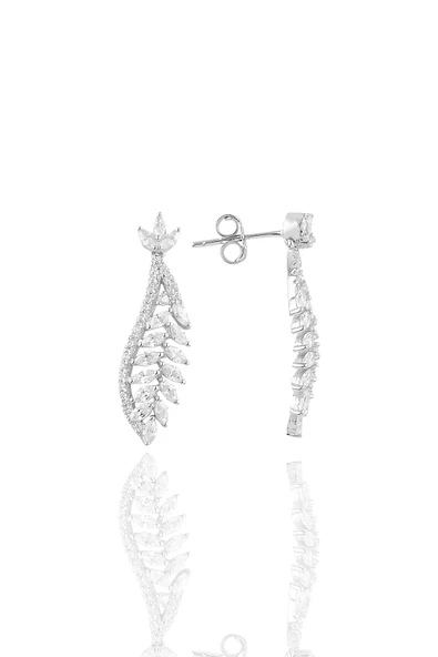 Gümüş rodyumlu  pırlanta modeli beyaz altın görünümlü kolye küpe ve yüzük seti SGTL10949 - Resim 3