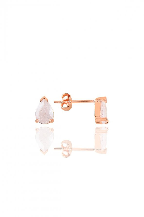 Gümüş rose kristalize taşlı damla küpe ürün görseli 1